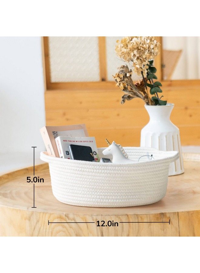 Small Woven Rope Basket Cute Baby Basket For Diapers Towels White Gift Basket For Kids Baby Shelf Baskets For Nursery Room Bedroom Living Room Dog Toy Basket 12 X 8 X 5 Inches