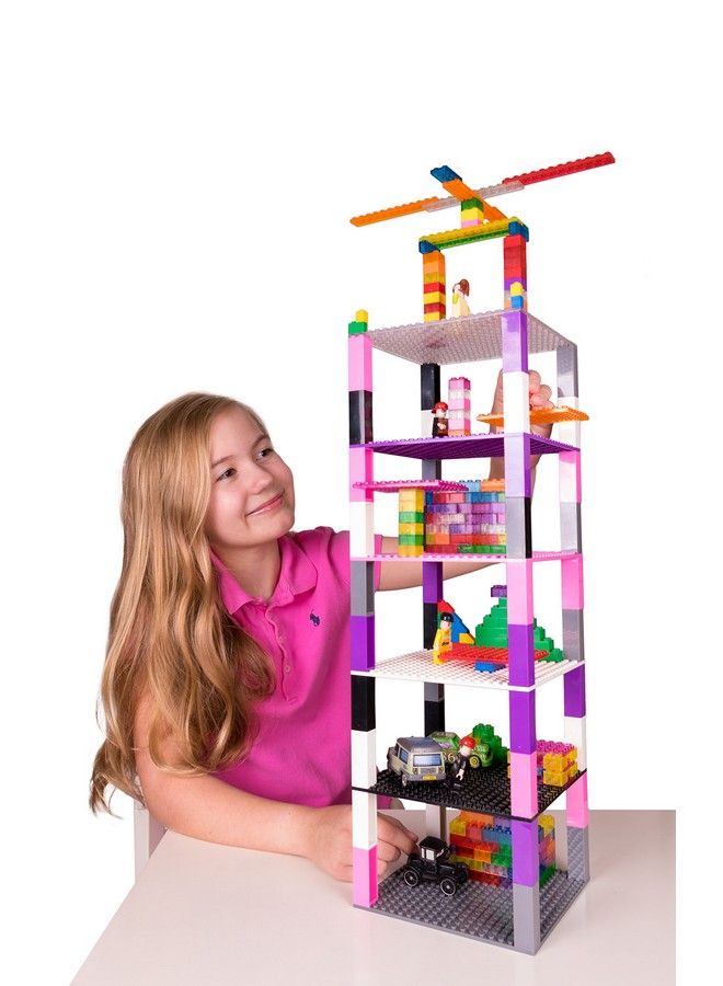 Classic Stackable Baseplates Building Bricks For Towers Shelves And More 100% Compatible With All Major Brands Rainbow Colors 12 Base Plates & 80 Stackers 6X6 Inches