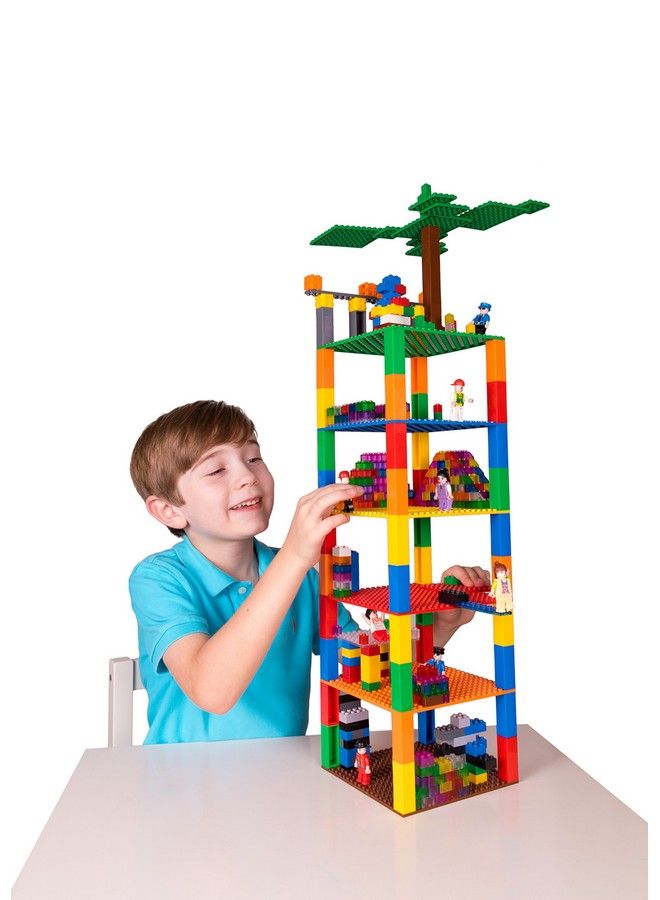 Classic Stackable Baseplates Building Bricks For Towers Shelves And More 100% Compatible With All Major Brands Rainbow Colors 12 Base Plates & 80 Stackers 6X6 Inches