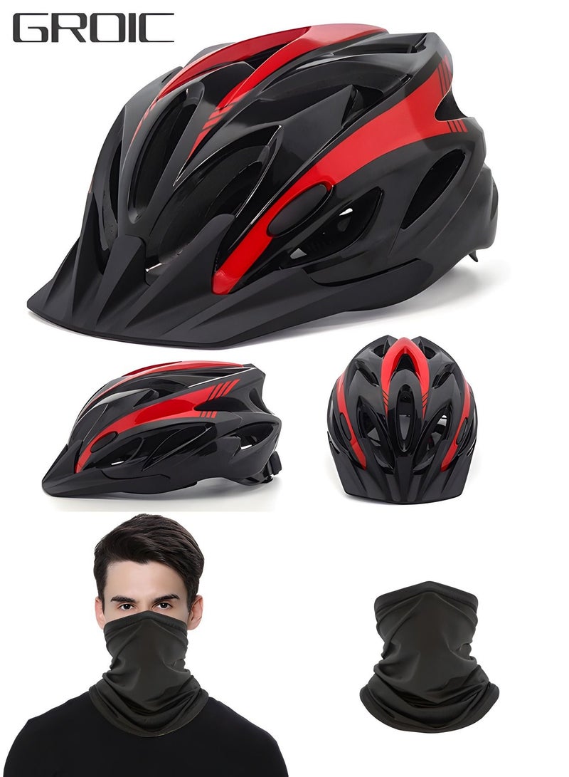 Bike Helmet with Neck Scarf Removable Sun Visor Mountain & Road Bicycle Helmets for Men Women Adult Cycling Helmets,Outdoor Sports Safety Protection Equipment