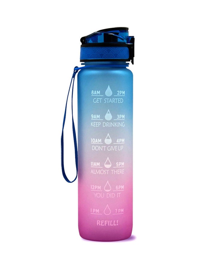 Sports Water Bottle with Time Marker BPA Free & Leak proof Portable Reusable Drinking Kettle  Fitness Sport 1L Water Jug for Men   Women Kids Student to Camping Office School Gym Workout 29.5*7.5cm