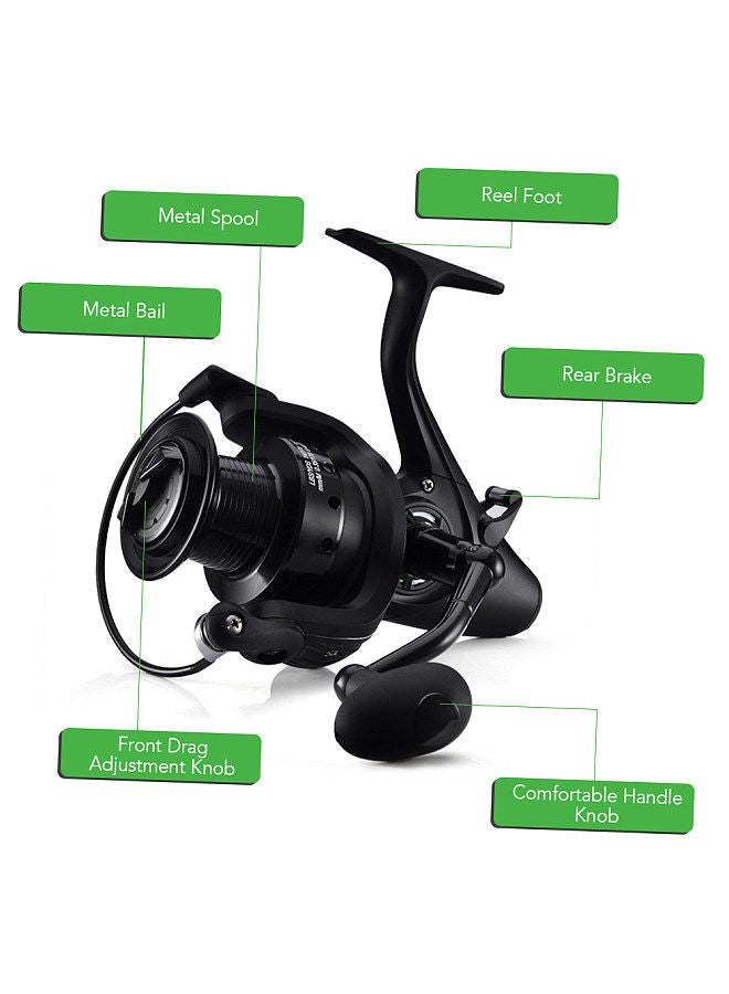 12+1 BB Spinning Reel with Front and Rear Double Drag Carp Fishing Reel Left Right Interchangeable for Saltwater Freshwater Model 5000