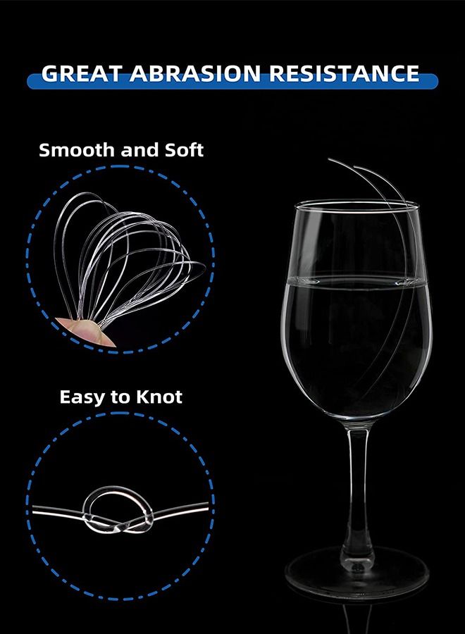 100M Nylon String Fishing Line Cord Clear Premium 100% Fluorocarbon Strong Monofilament Wire Flexible Wear-resistant Super Pulling Force Cut for Hanging Decorations Beading Crafts Kite