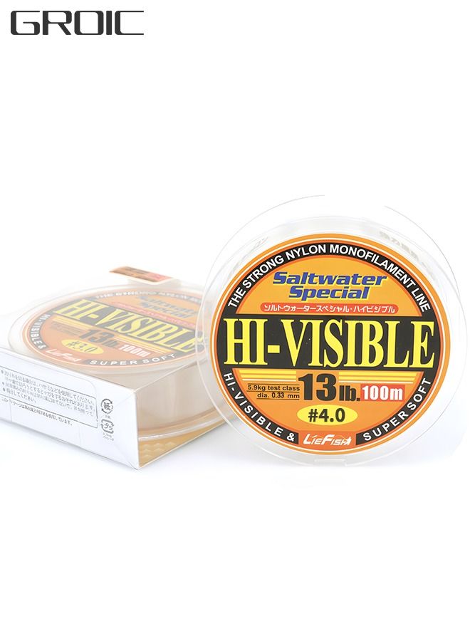 100M Nylon String Fishing Line Cord Clear Premium 100% Fluorocarbon Strong Monofilament Wire Flexible Wear-resistant Super Pulling Force Cut for Hanging Decorations Beading Crafts Kite