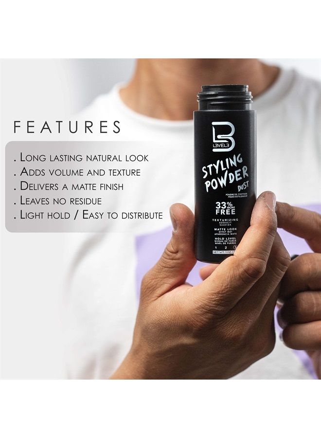 Level 3 Styling Powder - Natural Look Mens Powder - Easy to Apply with No Oil or Greasy Residue (Small - 30 Grams)