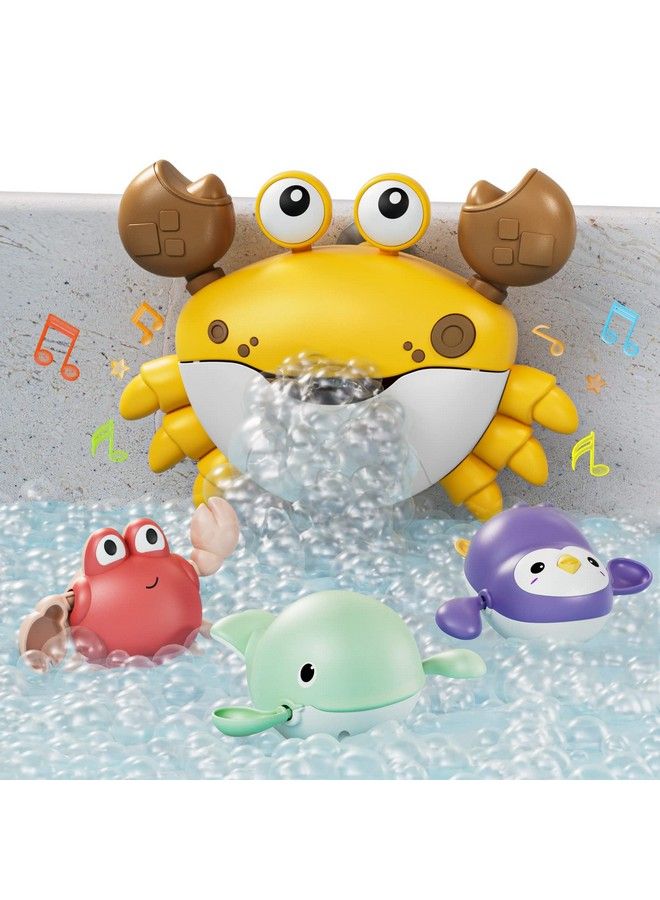 Tumama Baby Bath Toybath Bubble Maker Machine With Music3 Bathtub Windup Toyscrab Shower Water Toy For Toddlers Kids Boys Grils