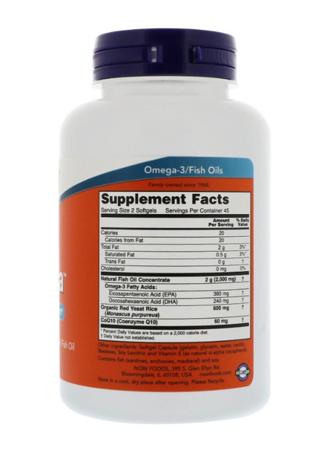 Now Foods Red Omega Yeast Rice Dietary Supplement 90 Softgels