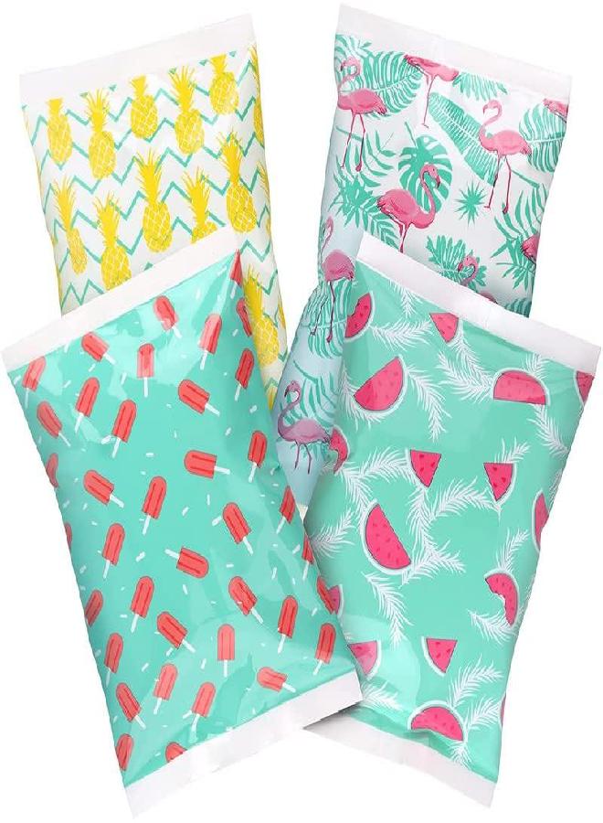 Ice Packs For Lunch Bags - Reusable Ice Packs For Cooler And Lunch Box - Long Lasting, Lightweight, Soft Gel Ice Packs For Camping, Beach Bags, Picnics, Injuries - Pack Of 4