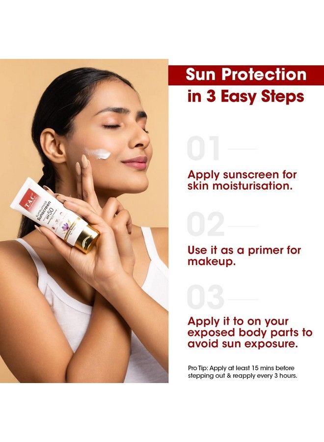 Kumkumadi Sunscreen Ultra Light Spf 50 With Uva/Uvb Pa+++ For Sun Protection Dull & Dry Skin For Women & Men All Skin Types 50Gm