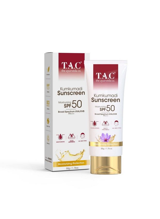 Kumkumadi Sunscreen Ultra Light Spf 50 With Uva/Uvb Pa+++ For Sun Protection Dull & Dry Skin For Women & Men All Skin Types 50Gm