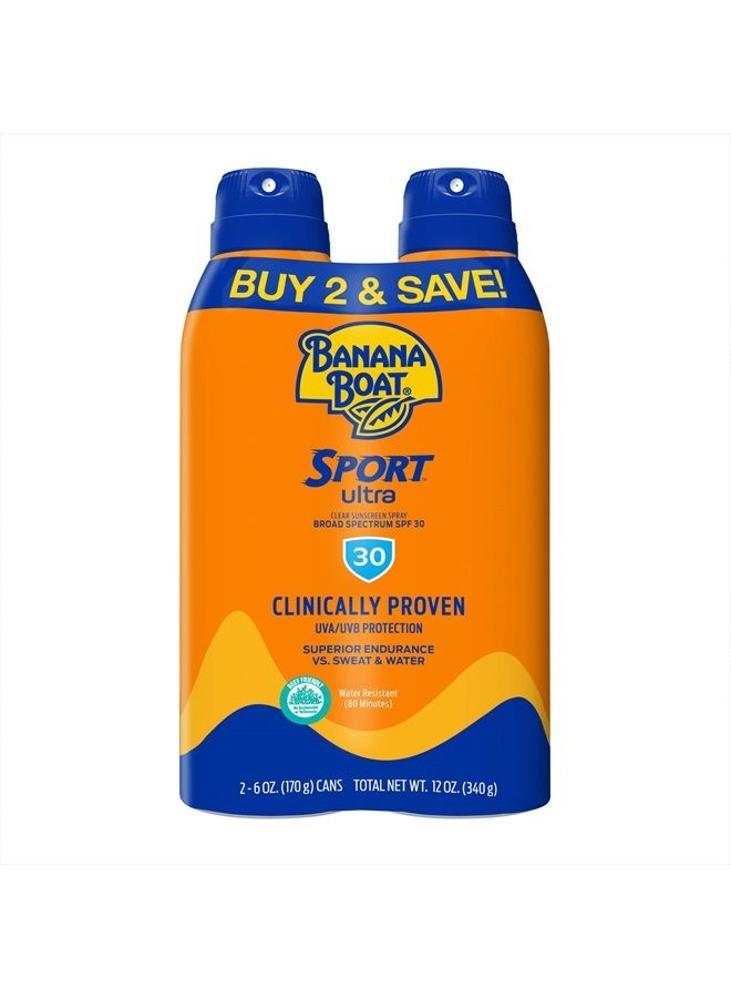 Sport Ultra, Reef Friendly, Broad Spectrum Sunscreen Spray, SPF 30, 6oz. - Twin Pack