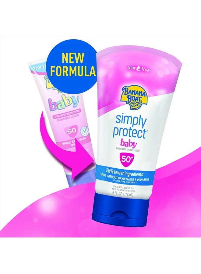 Suncare Banana Boat Simply Protect Mineral-based Sunscreen Lotion for Baby Spf 50+, 6 Oz