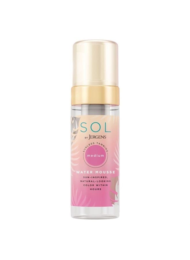 SOL by Jergens Medium Water Mousse , Water-based Self Tanner with Coconut Water , Tanning Dye-free Sunless Foam , 5 Ounce , Active Derived from Natural Sugars (Packaging May Vary)