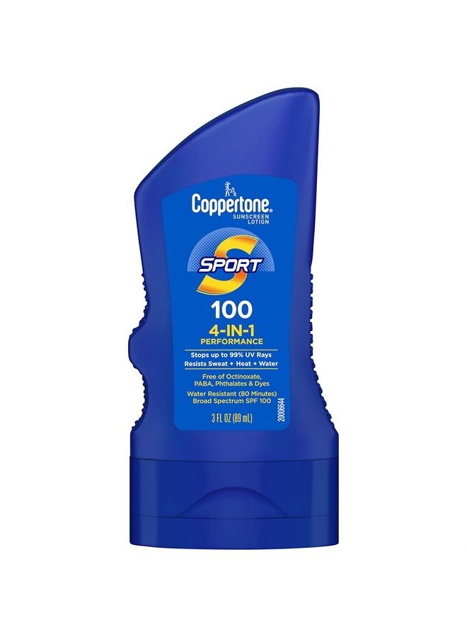 SPORT Sunscreen SPF 100 Lotion, Water Resistant Sunscreen, Body Travel Size 3 Fl Oz