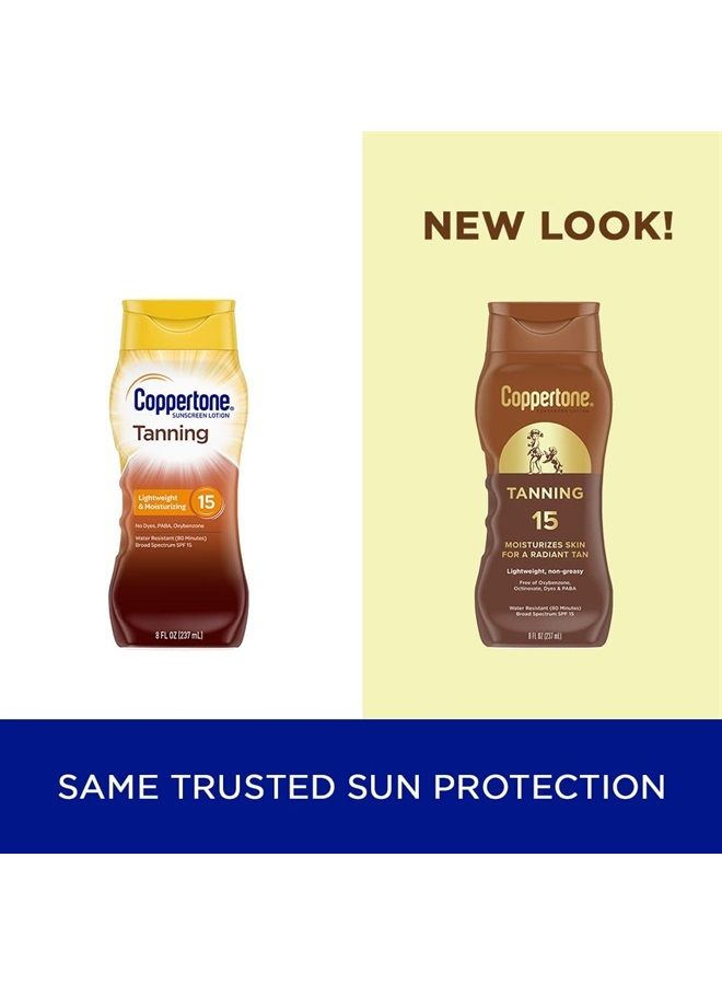 Tanning Sunscreen Lotion, Water Resistant Body Sunscreen SPF 15, Broad Spectrum SPF 15 Sunscreen, 8 Fl Oz Bottle