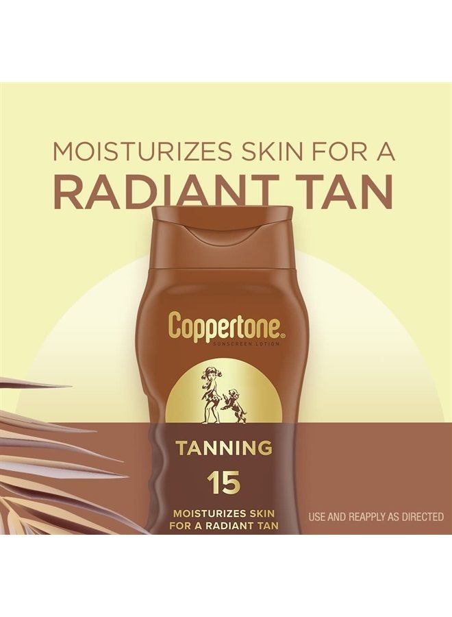 Tanning Sunscreen Lotion, Water Resistant Body Sunscreen SPF 15, Broad Spectrum SPF 15 Sunscreen, 8 Fl Oz Bottle