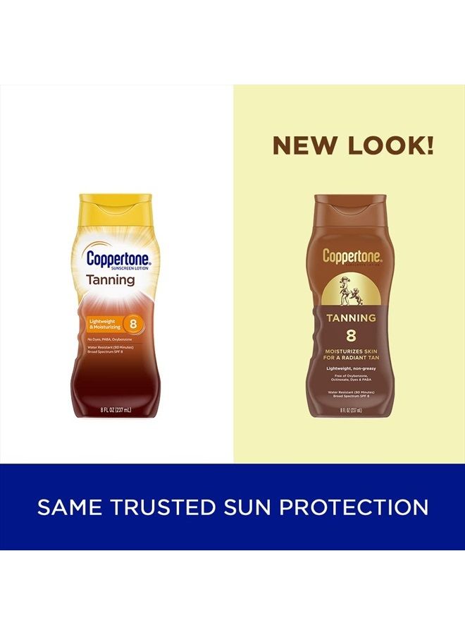 Tanning Sunscreen Lotion, Water Resistant Body Sunscreen SPF 8, Broad Spectrum SPF 8 Sunscreen, 8 Fl Oz Bottle