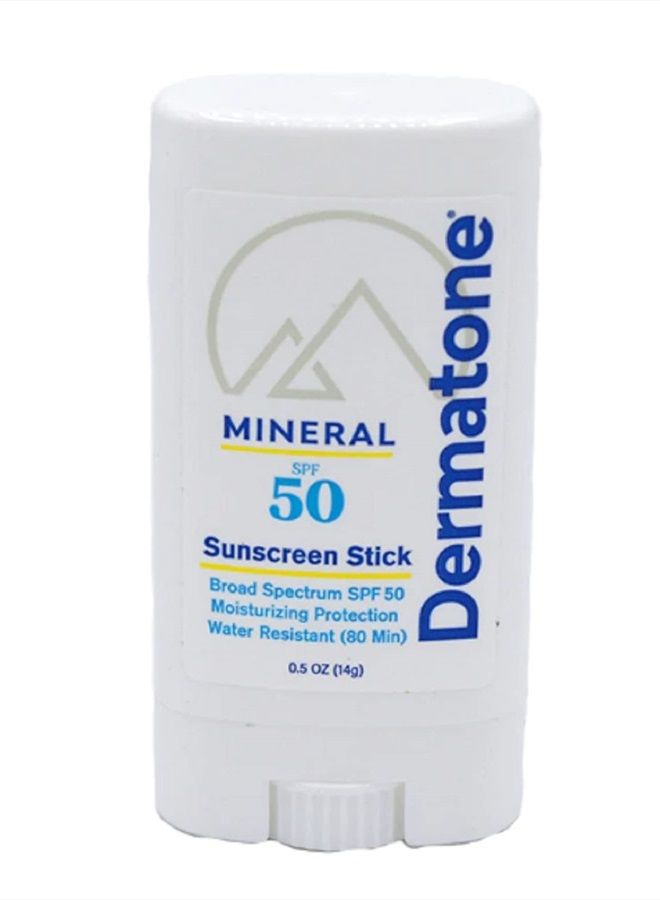 Dermatone Mineral Sunscreen | SPF 50 | No Touch Stick | Zinc Formula | Moisturizing | Natural, Reef Safe | 0.5 oz 1-pk