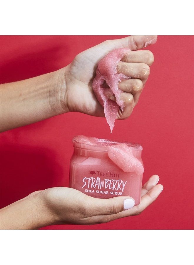 Shea Sugar Body Scrub Strawberry,18oz, With Single Fragrance-Free Makeup Remover Cleansing Towelettes