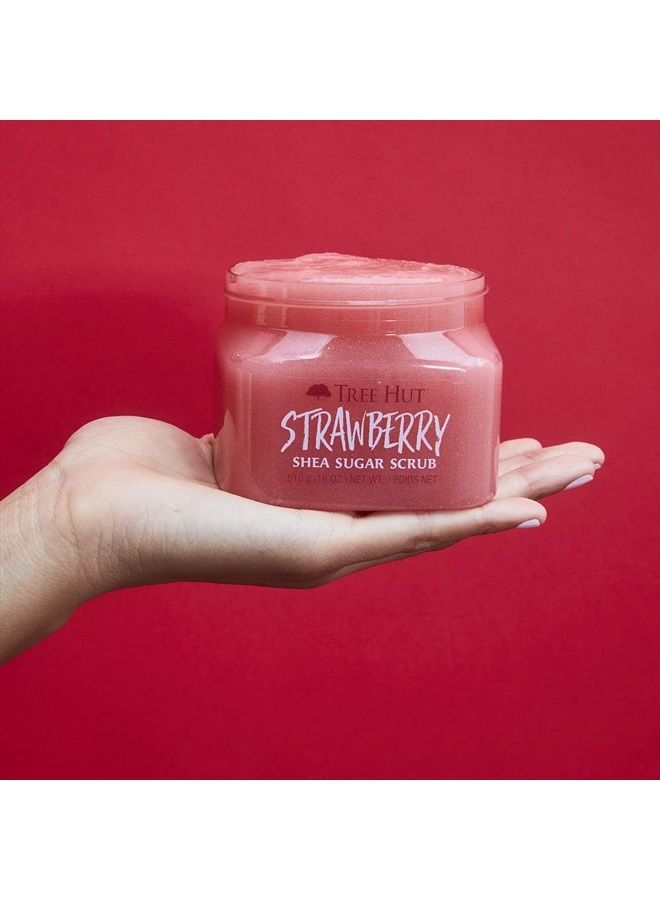 Shea Sugar Body Scrub Strawberry,18oz, With Single Fragrance-Free Makeup Remover Cleansing Towelettes