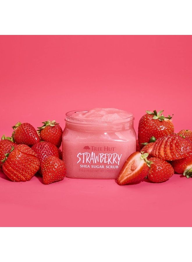 Shea Sugar Body Scrub Strawberry,18oz, With Single Fragrance-Free Makeup Remover Cleansing Towelettes