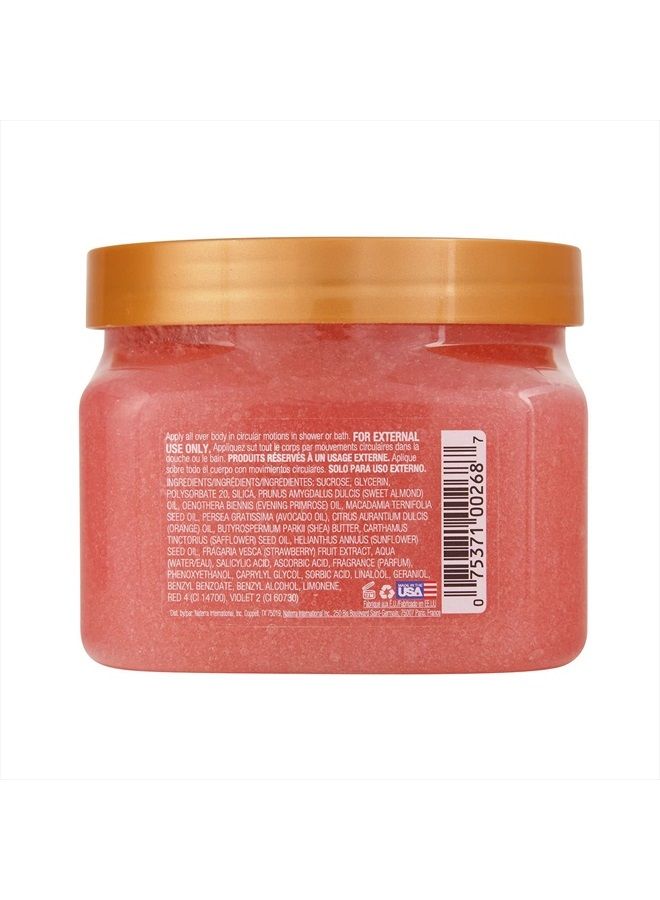Shea Sugar Body Scrub Strawberry,18oz, With Single Fragrance-Free Makeup Remover Cleansing Towelettes