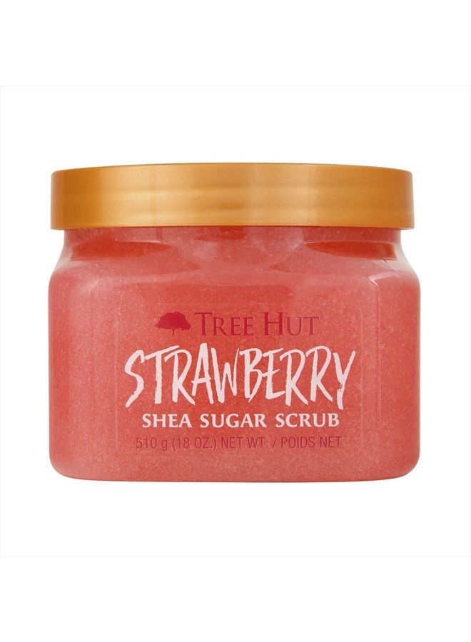 Shea Sugar Body Scrub Strawberry,18oz, With Single Fragrance-Free Makeup Remover Cleansing Towelettes