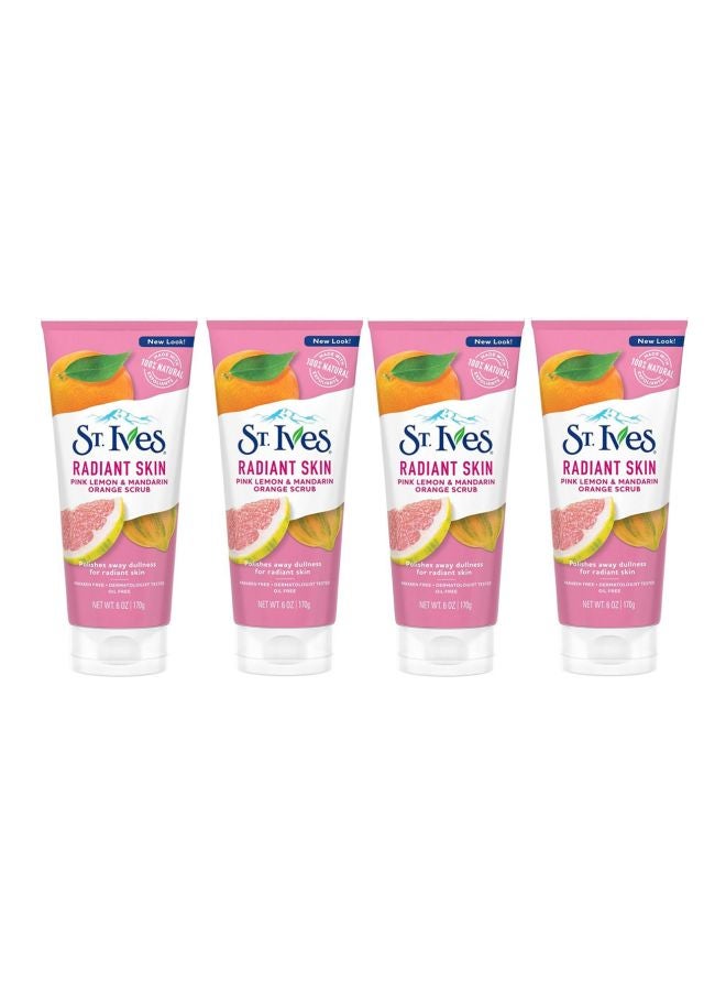 Pack Of 4 Radiant Skin Pink Lemon And Mandarin Orange Face Scrub Clear 4x170grams
