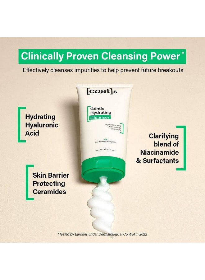 Gentle Hydrating Facial Cleanser With Ceramides + Hyaluronic Acid To Moisturize. Face Cleanser For Women And Men. Face Wash + Face Care + Make Up Remover. Combination To Dry Skin Care (150Ml)