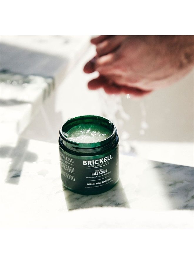 Brickell Men's Renewing Face Scrub for Men, Natural and Organic Deep Exfoliating Facial Scrub Formulated with Jojoba Beads, Coffee Extract and Pumice, 2 Ounce, Scented