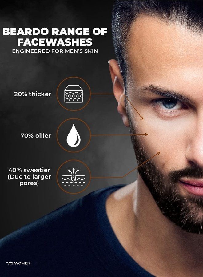 De-Tan Facewash For Men, 100 ml | Tan Removal Oil Control Facewash for Men | Coffee Detox Relieves Skin Inflamation & Sunburn - 3.4Fl Oz