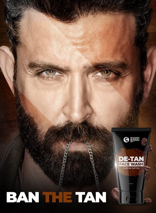 De-Tan Facewash For Men, 100 ml | Tan Removal Oil Control Facewash for Men | Coffee Detox Relieves Skin Inflamation & Sunburn - 3.4Fl Oz