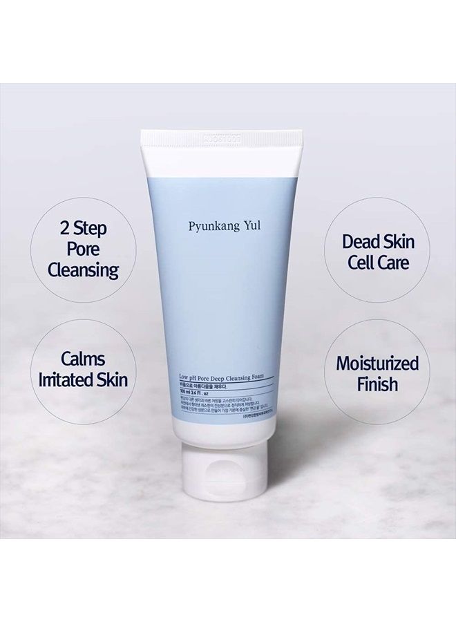 PYUNKANG YUL Low pH Pore Deep Cleansing Foam - 2 Step Solution Korean Facial Wash - Makeup Remover Face Cleanser with Witch Hazel, AHA - Cica, Tea Tree Extract - Rapid Moisture replenishment 3.4 Fl Oz