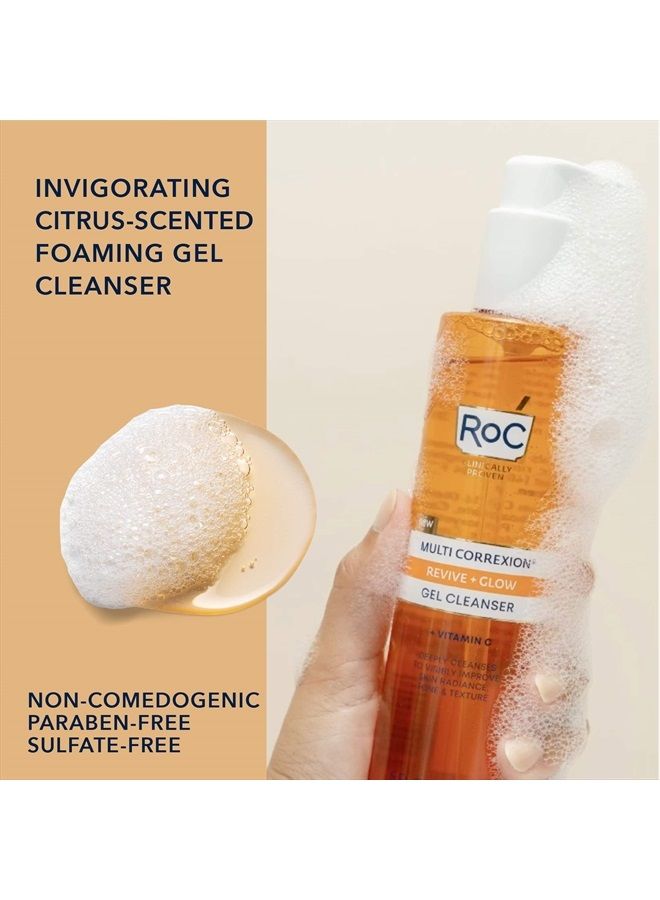 Multi Correxion Revive + Glow Gel Facial Cleanser With Vitamin C, & Glycolic Acid, Paraben-Free, Sulfate-Free Skin Care, 6 Ounces