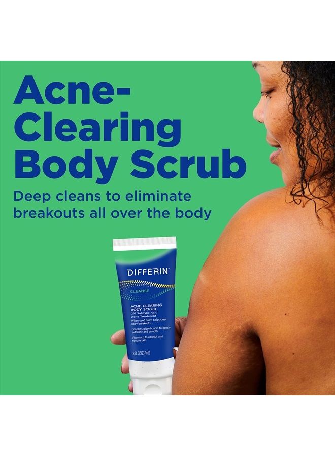 Body Scrub with Salicylic Acid Acne Clearing Improves Tone and Texture Prone Skin on Back Shoulders and Chest, 8 Oz (Packaging May Vary)