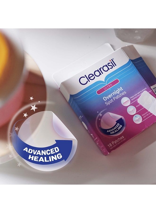 Overnight Spot Patches, Advanced Healing Hydrocolloid Acne Pimple Treatment, Blemish Spot Stickers for Face, 18 count