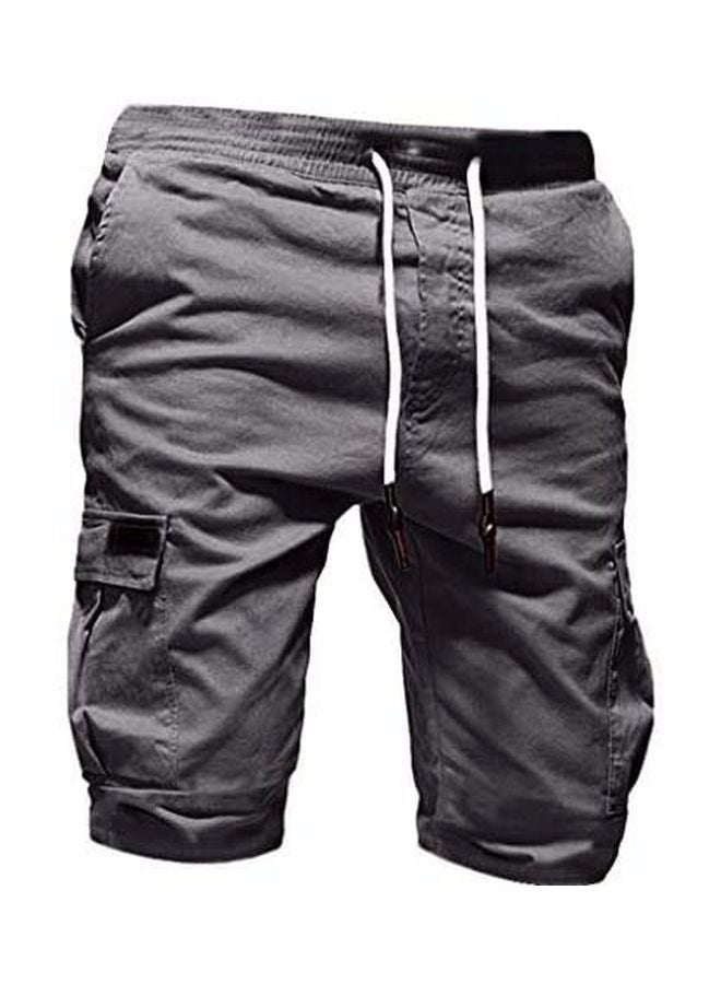 Solid Drawstring Closure Shorts Grey