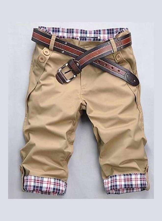 Checked Beach Shorts Khaki/White/Red