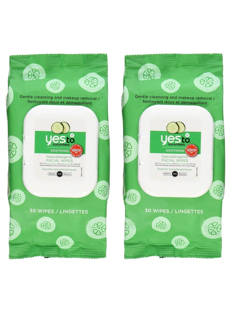 2-Piece Cucumber Soothing Hypoallergenic Facial Wipes Set