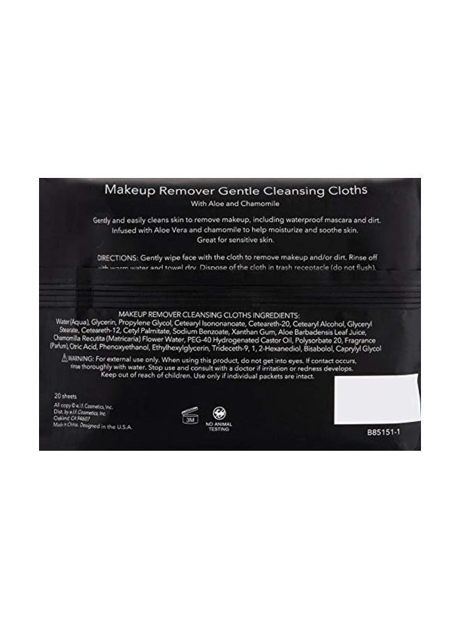 20-Piece Makeup Remover Cleansing Cloths 18x20cm