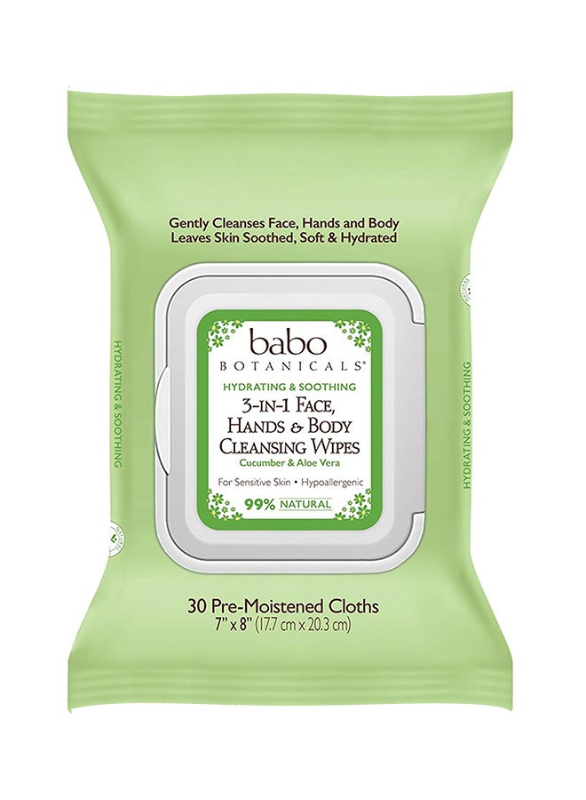 30-Piece 3-in-1 Hydrating Wipes
