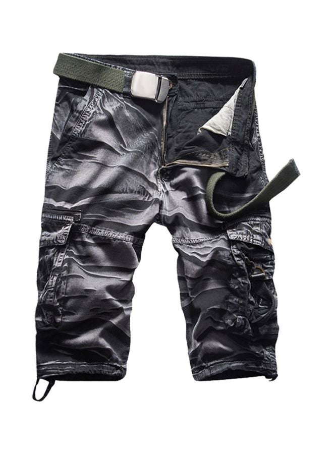 Multi-Pocket Summer Casual Shorts Black/White