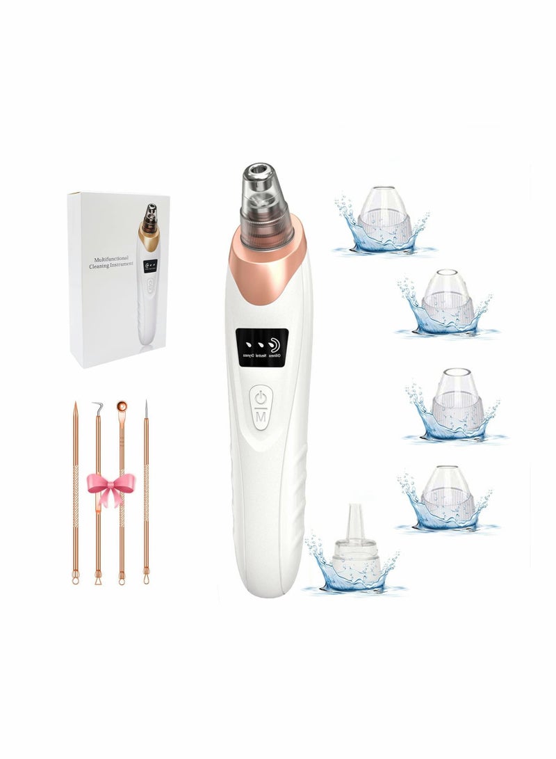 Blackhead Remover Pore Vacuum, Upgraded Facial Pore Cleaner-5 Suction Power, 5 Probes, USB Rechargeable Blackhead Vacuum Kit Electric Acne Comedone Whitehead Extractor Tool for Women & Men