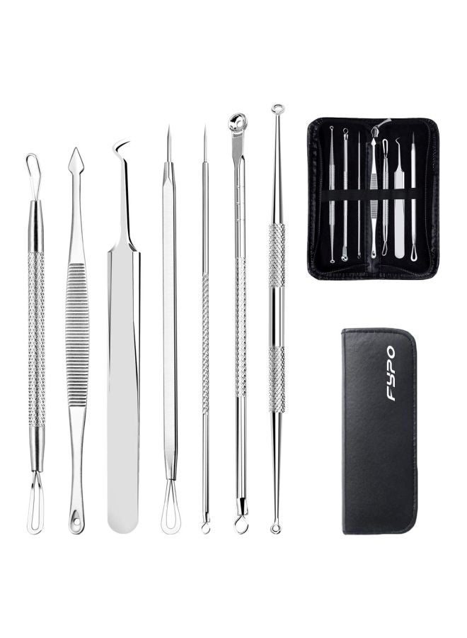 7-Piece Stainless Steel Blackhead And Acne Blemish Remover Tools Silver 10.4-13.2cm