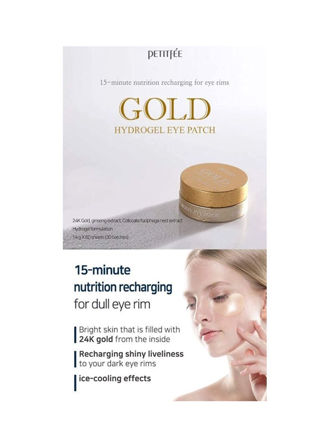 60-Piece Gold Hydrogel Eye Patch Clear 181grams