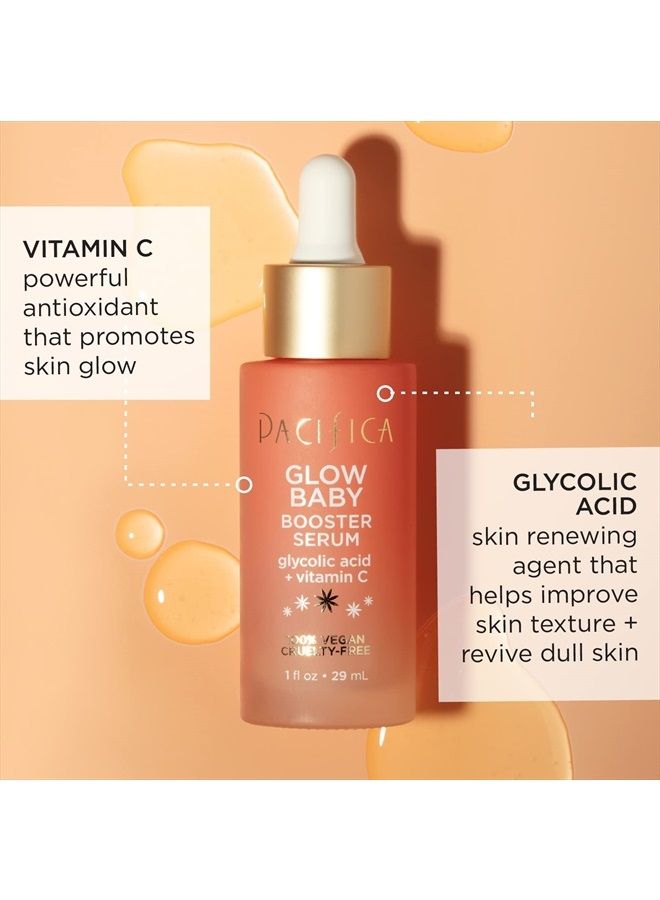 Beauty, Glow Baby Booster Serum For Face, Vitamin C and Glycolic acid, Brightens and Supports, For All Skin Types, Fragrance Free, Clean Skin Care, Vegan and Cruelty Free