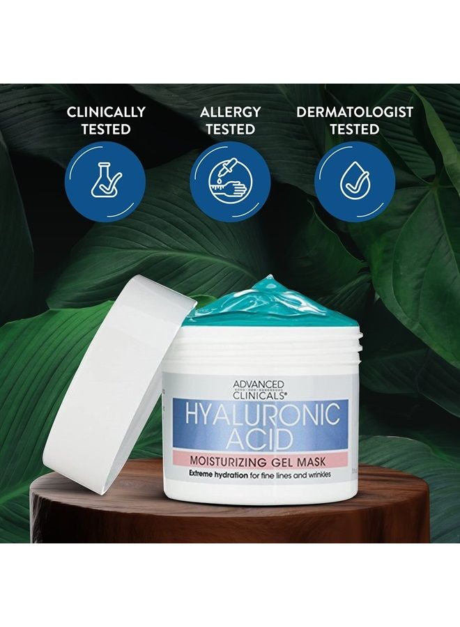 Hyaluronic Acid Gel Facial Mask Skin Care Treatment, Brightening, Hydrating Anti Aging Face Mask & Moisturizer Helps Transform Dry Skin W/Collagen, Chamomile, & Aloe Vera, 5 Fl Oz