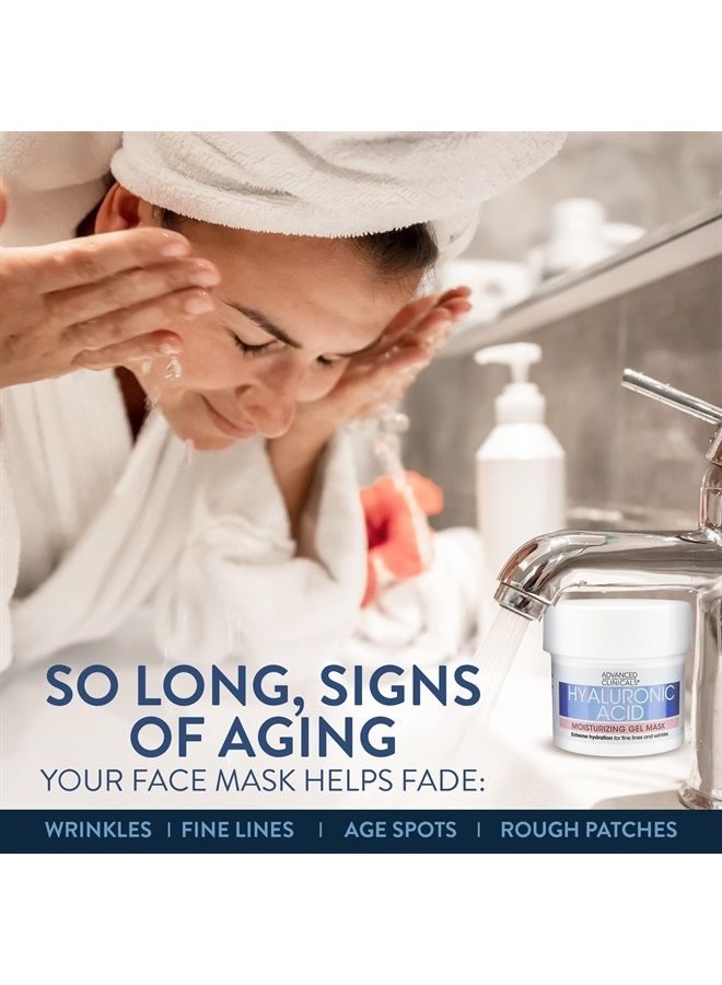 Hyaluronic Acid Gel Facial Mask Skin Care Treatment, Brightening, Hydrating Anti Aging Face Mask & Moisturizer Helps Transform Dry Skin W/Collagen, Chamomile, & Aloe Vera, 5 Fl Oz