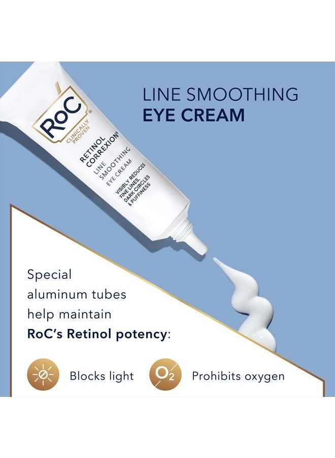 Retinol Correxion Eye Cream Mini for Dark Circles & Puffiness, Daily Wrinkle Cream, Anti Aging Line Smoothing Skin Care Treatment.25 oz