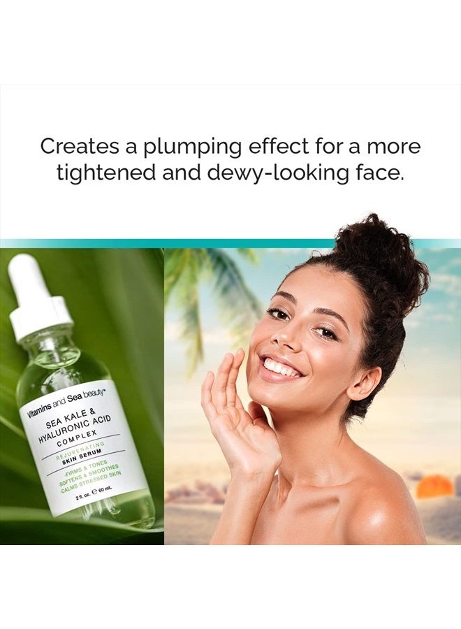 Vitamins and Sea Beauty, Hyaluronic Acid Serum for Face Anti-Aging with Sea Kale, Smoothing Facial Serum Skin Firming Hydrating Rejuvenating, 2 Fl Oz